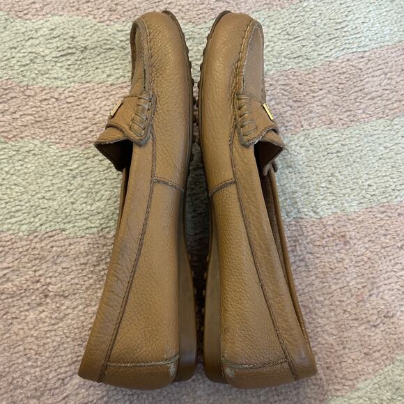 Coach Fredrica Tan Pebbled Leather Driving Loafers Slip-On Flats Preppy Heritage - Picture 5 of 8